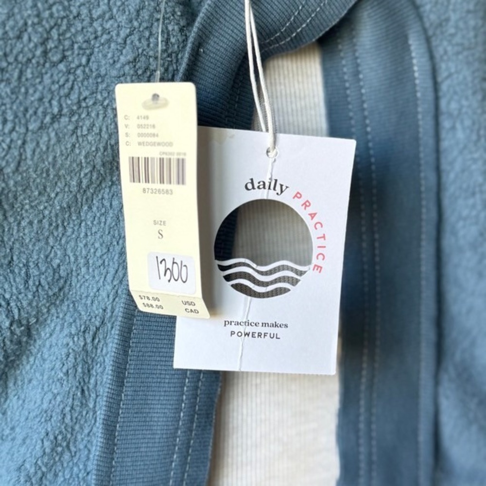 Daily Practice Anthropologie Blue Open‎ cross Back Fleece Sweatshirt Small NWT - Picture 4 of 8